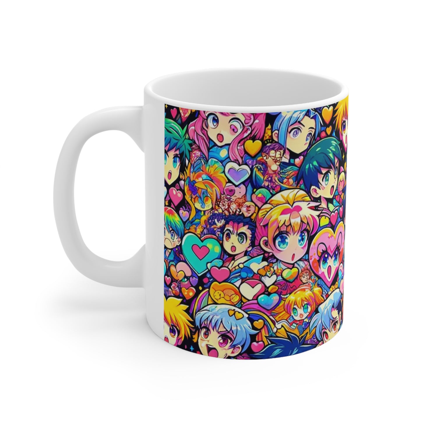 For Your Valentine's or Not:  Anime Heart Design Ceramic Coffee Cups, 11oz, 15oz