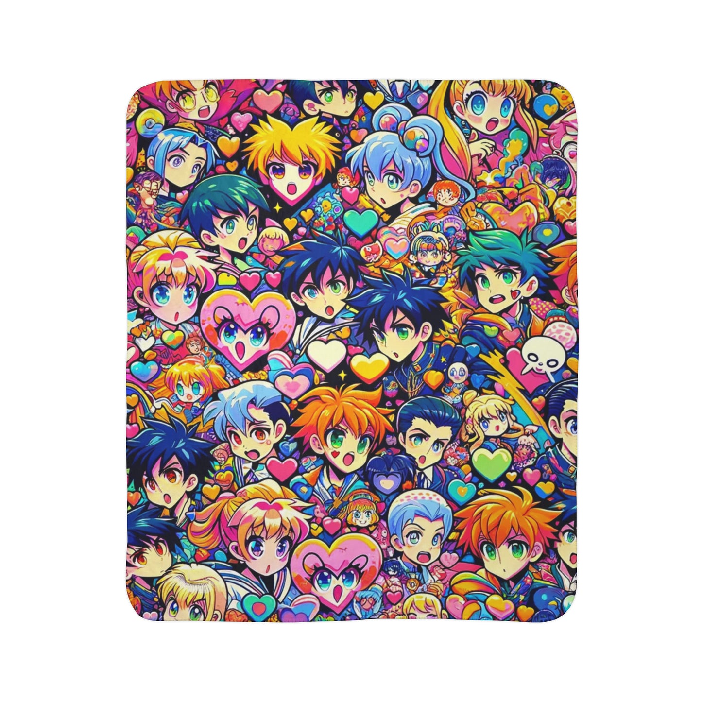 For Your Valentine's Or Not:  Anime Heart Design Fleece Sherpa Blanket