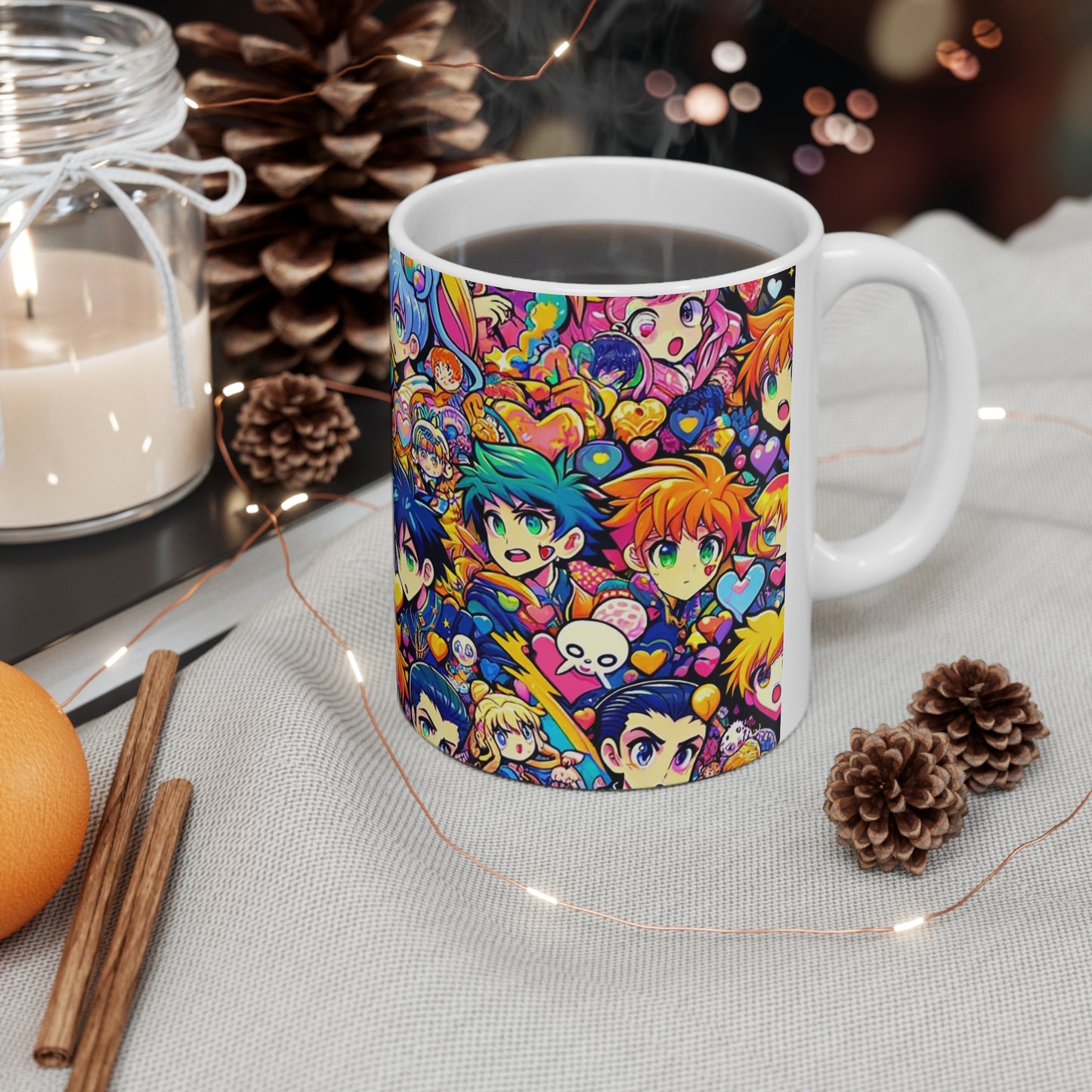 For Your Valentine's or Not:  Anime Heart Design Ceramic Coffee Cups, 11oz, 15oz