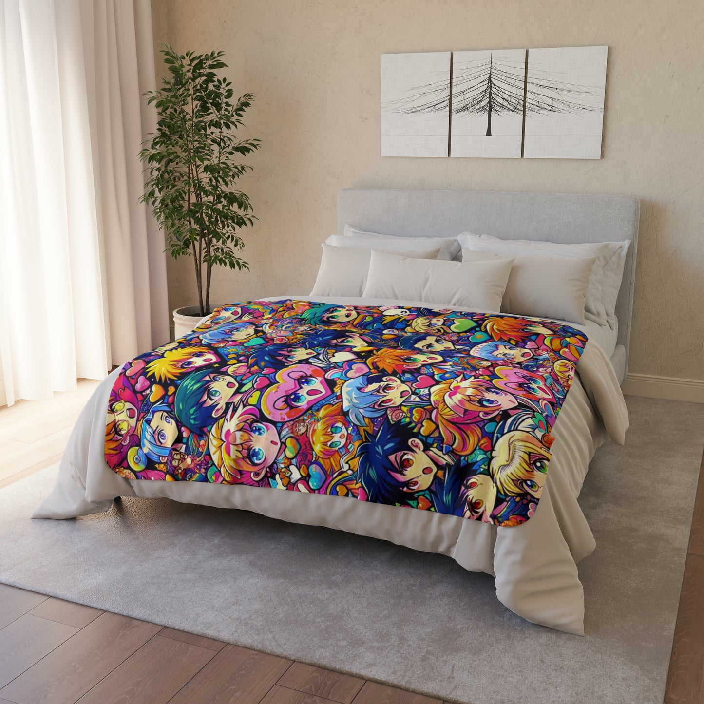 For Your Valentine's Or Not:  Anime Heart Design Fleece Sherpa Blanket