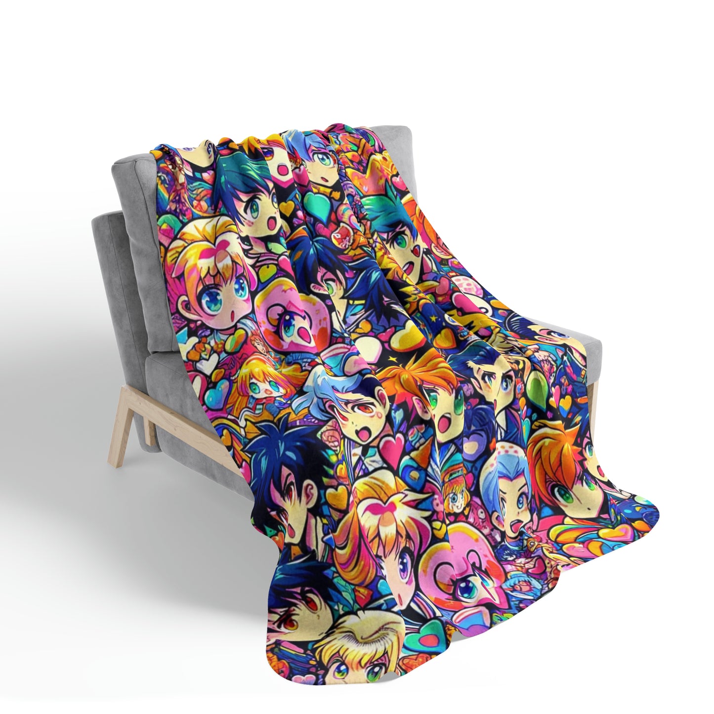 For Your Valentine's Or Not:  Anime Heart Design Fleece Sherpa Blanket