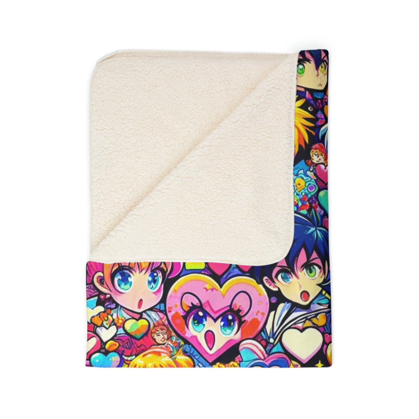 For Your Valentine's Or Not:  Anime Heart Design Fleece Sherpa Blanket