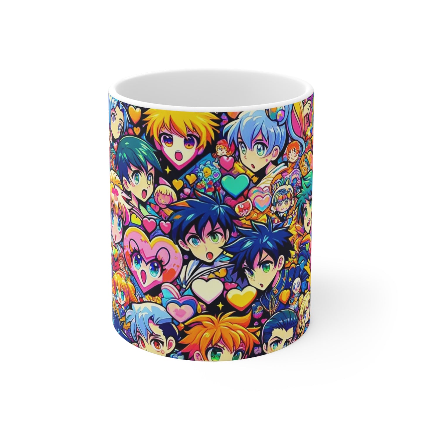 For Your Valentine's or Not:  Anime Heart Design Ceramic Coffee Cups, 11oz, 15oz