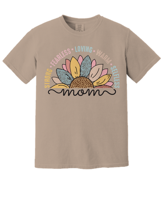 Mom Strong and Fearless Comfort Tee Brown