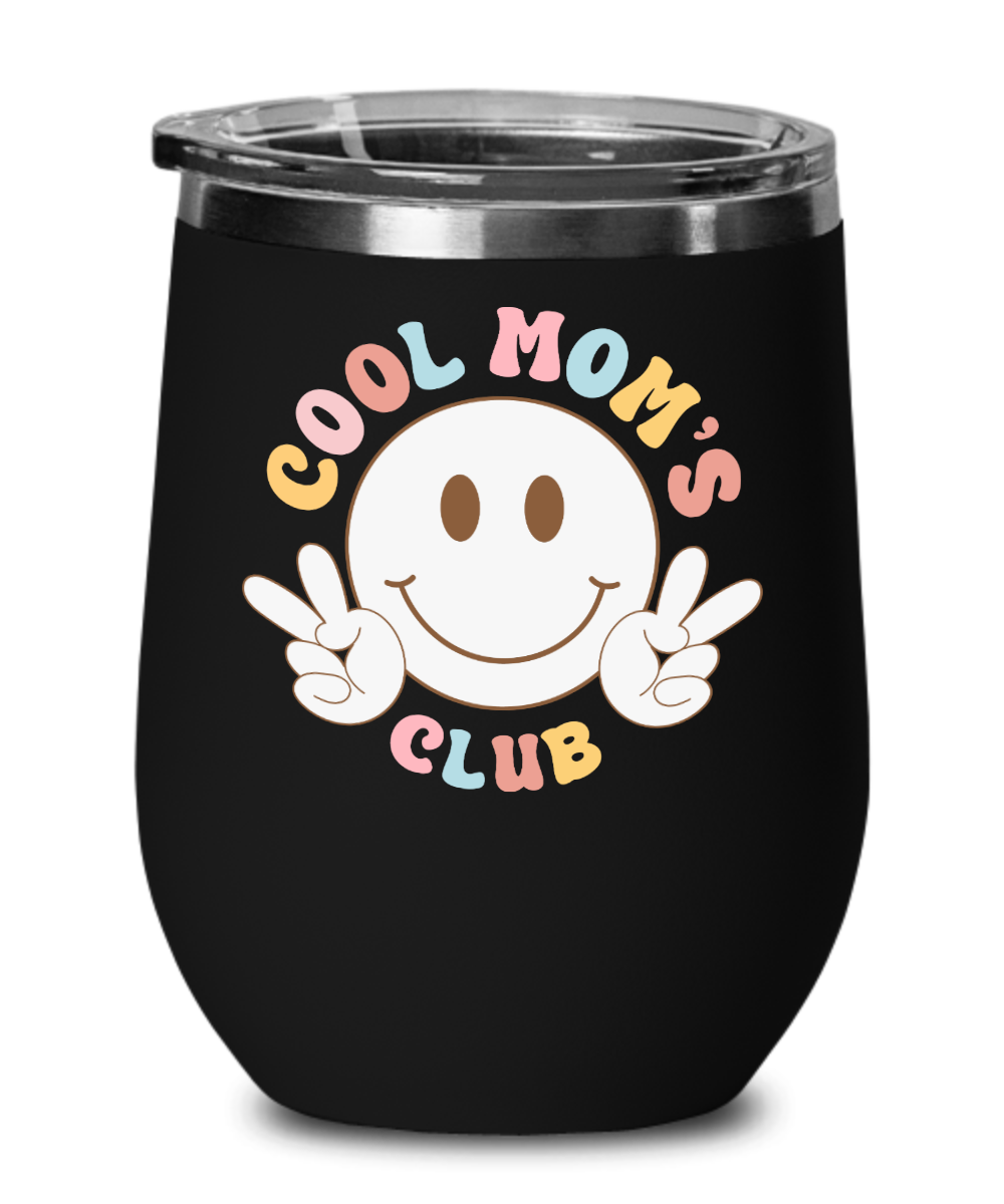 Cool Mom's Club Black Wine Glass