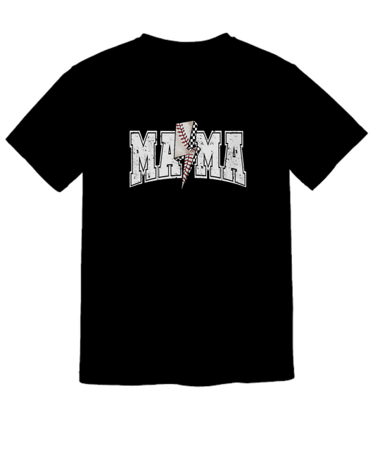 Mama Baseball Bolt Comfort Tee Black