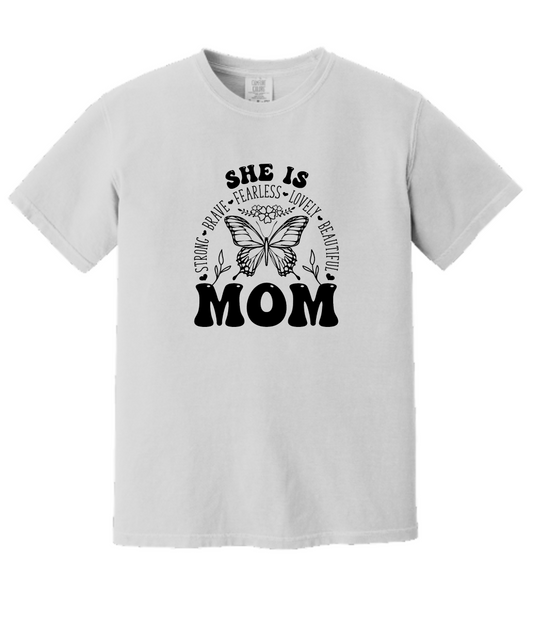 She Is Mom White Comfort Tee