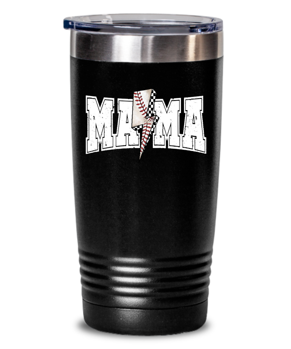 Mama Baseball Bolt Tumbler 20oz Black