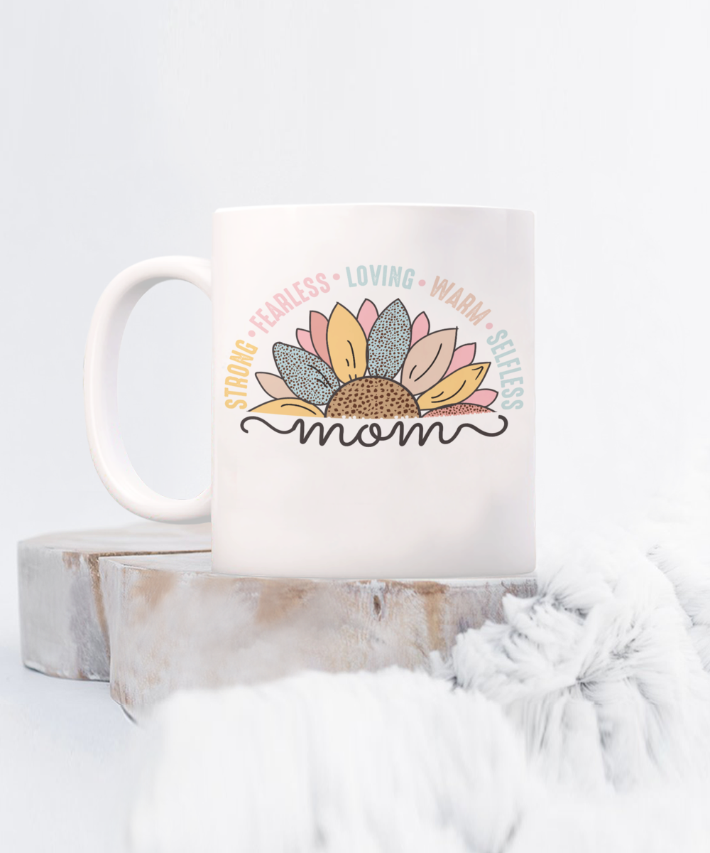 Mom Strong and Fearless 15oz mug