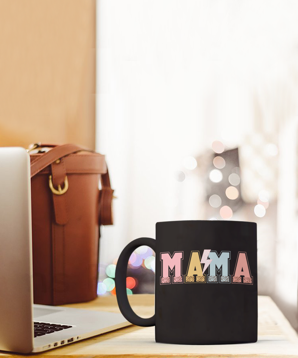 Mama Lightning Black 110z Black Mug