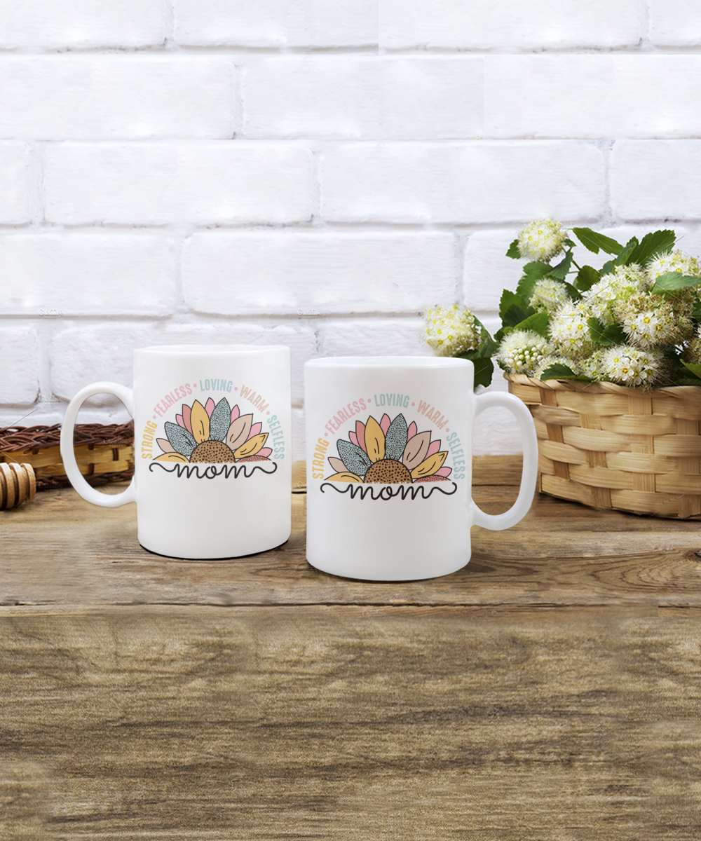 Mom Strong and Fearless 15oz mug