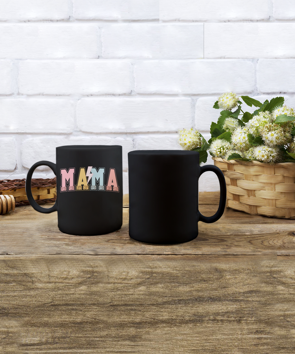 Mama Lightning Black 110z Black Mug