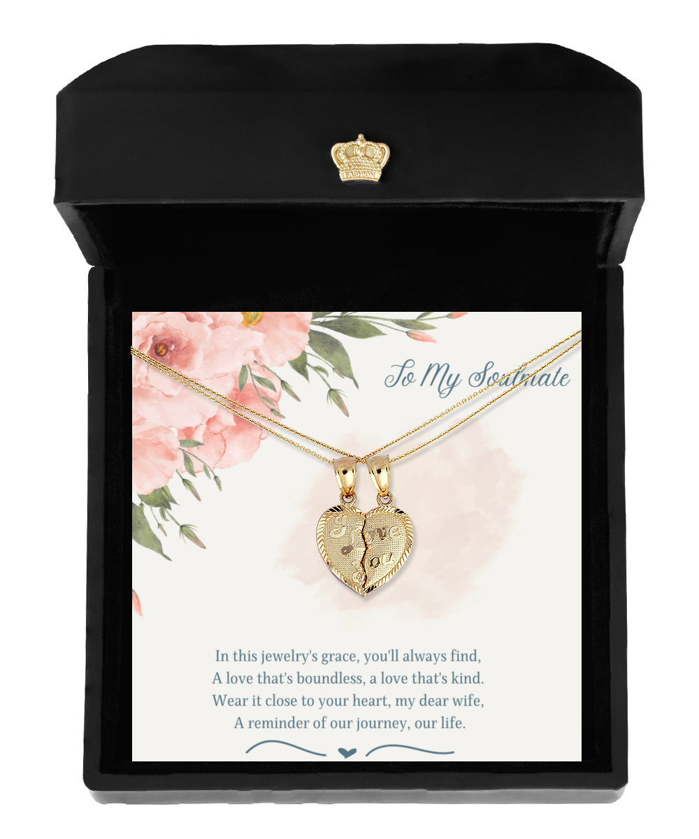 To My Soulmate - Unlocking Hearts - 10K Solid Gold 2-in-1 Pendant Set For That Special Woman In Your Life - Holidays (Are Coming!), Birthdays, Anniversaries, Special Occasion