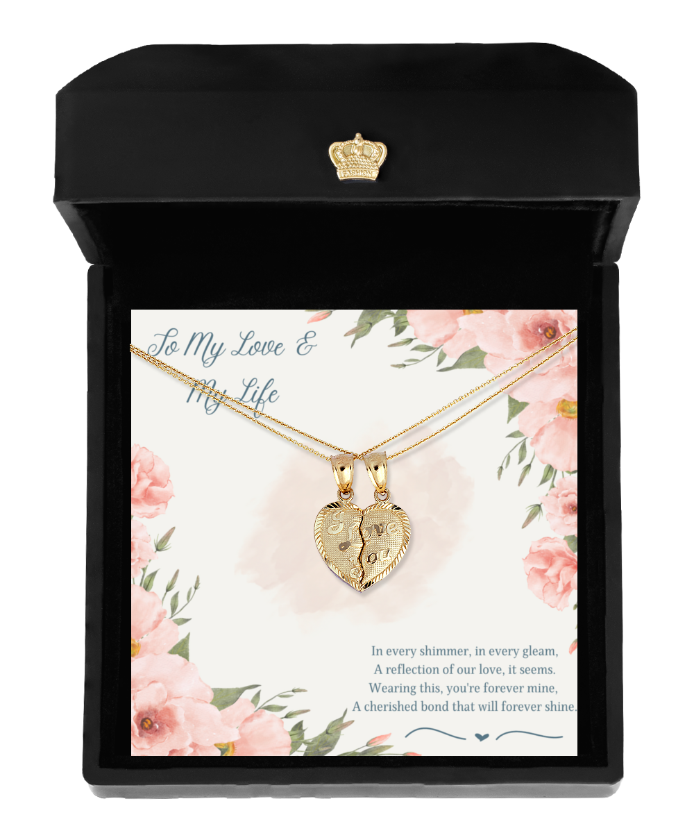 To My Love & My Life - Unlocking Hearts - 10K Solid Gold 2-in-1 Pendant Set For That Special Woman In Your Life - Holidays (Are Coming!), Birthdays, Anniversaries, Special Occasion