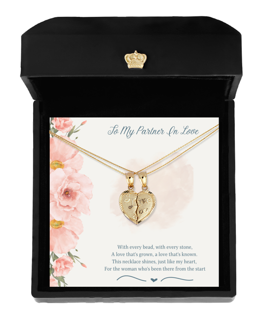 To My Partner In Love - Unlocking Hearts - 10K Solid Gold 2-in-1 Pendant Set For That Special Woman In Your Life - Holidays (Are Coming!), Birthdays, Anniversaries, Special Occasion