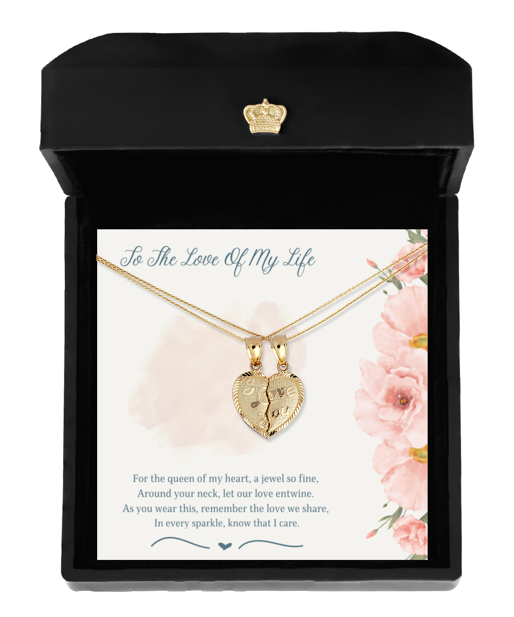 To The Love Of My Life - Unlocking Hearts - 10K Solid Gold 2-in-1 Pendant Set For That Special Woman In Your Life - Holidays (Are Coming!), Birthdays, Anniversaries, Special Occasion