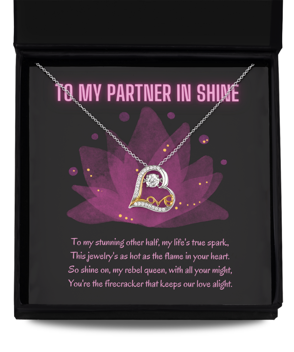 My Partner In Shine Love Dancing Heart Necklace - For Birthdays, Holidays, Special Occasion, Just-Because Love Gift For Your Partner, Wife, Spouse