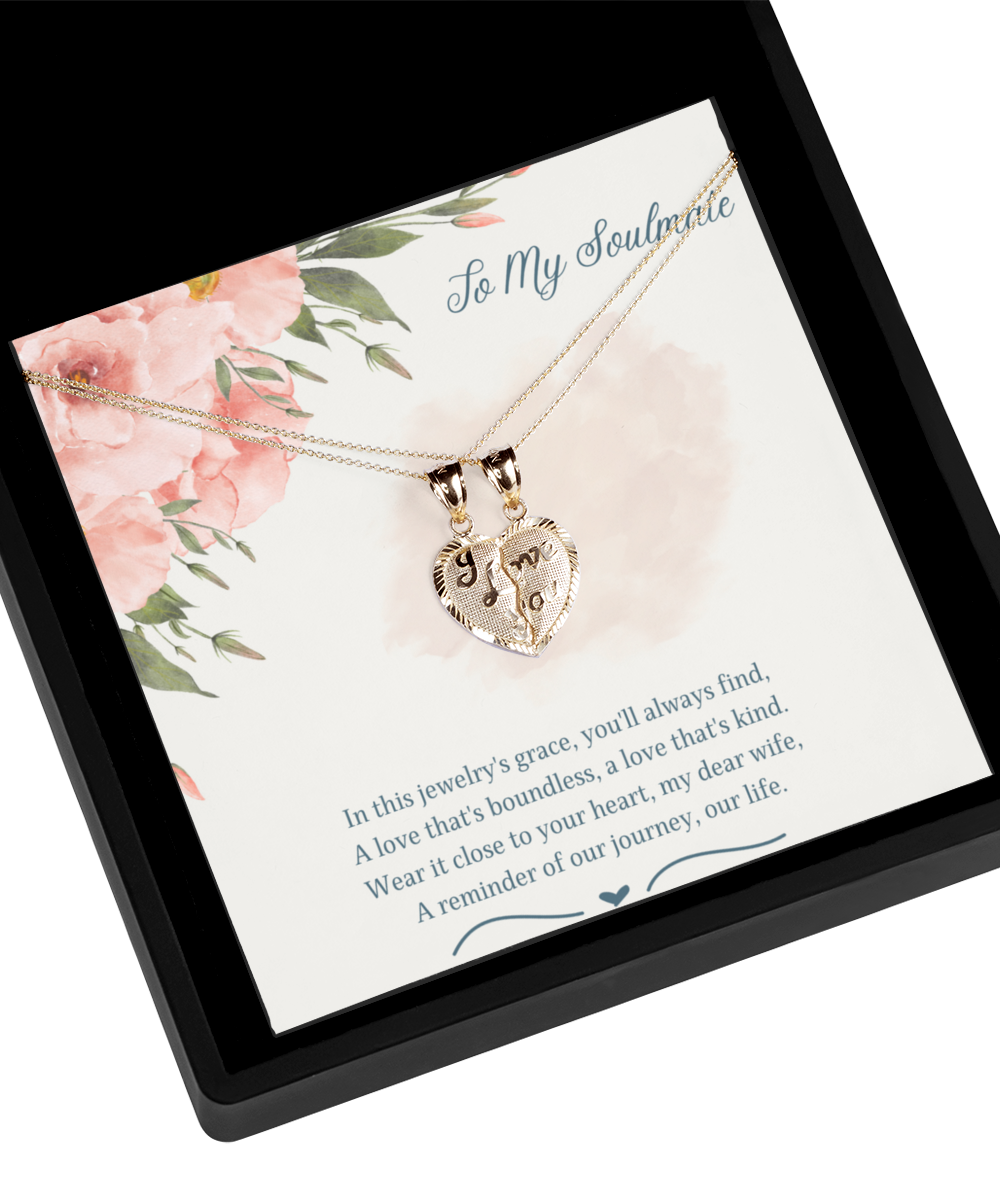 To My Soulmate - Unlocking Hearts - 10K Solid Gold 2-in-1 Pendant Set For That Special Woman In Your Life - Holidays (Are Coming!), Birthdays, Anniversaries, Special Occasion