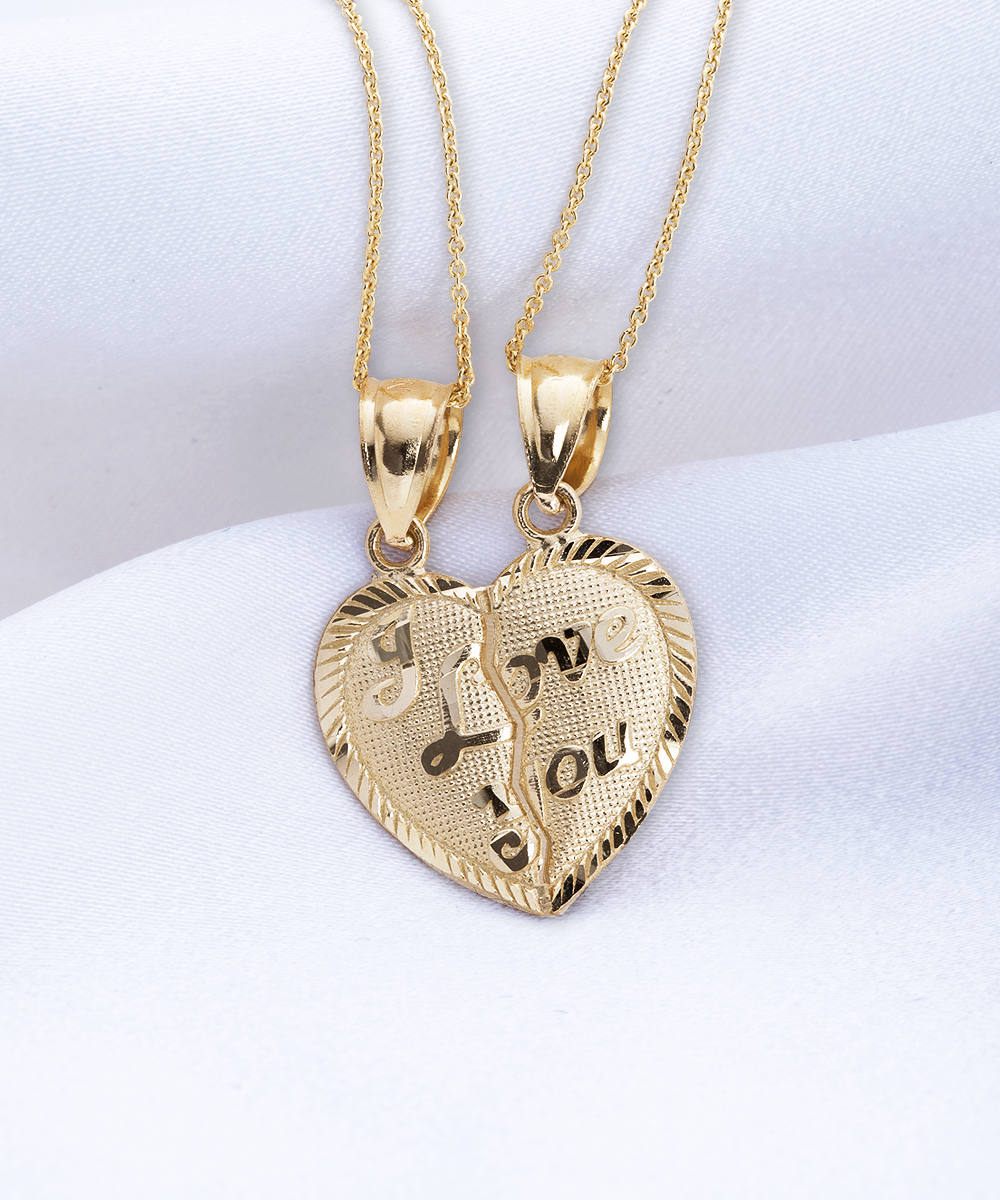 To The Love Of My Life - Unlocking Hearts - 10K Solid Gold 2-in-1 Pendant Set For That Special Woman In Your Life - Holidays (Are Coming!), Birthdays, Anniversaries, Special Occasion