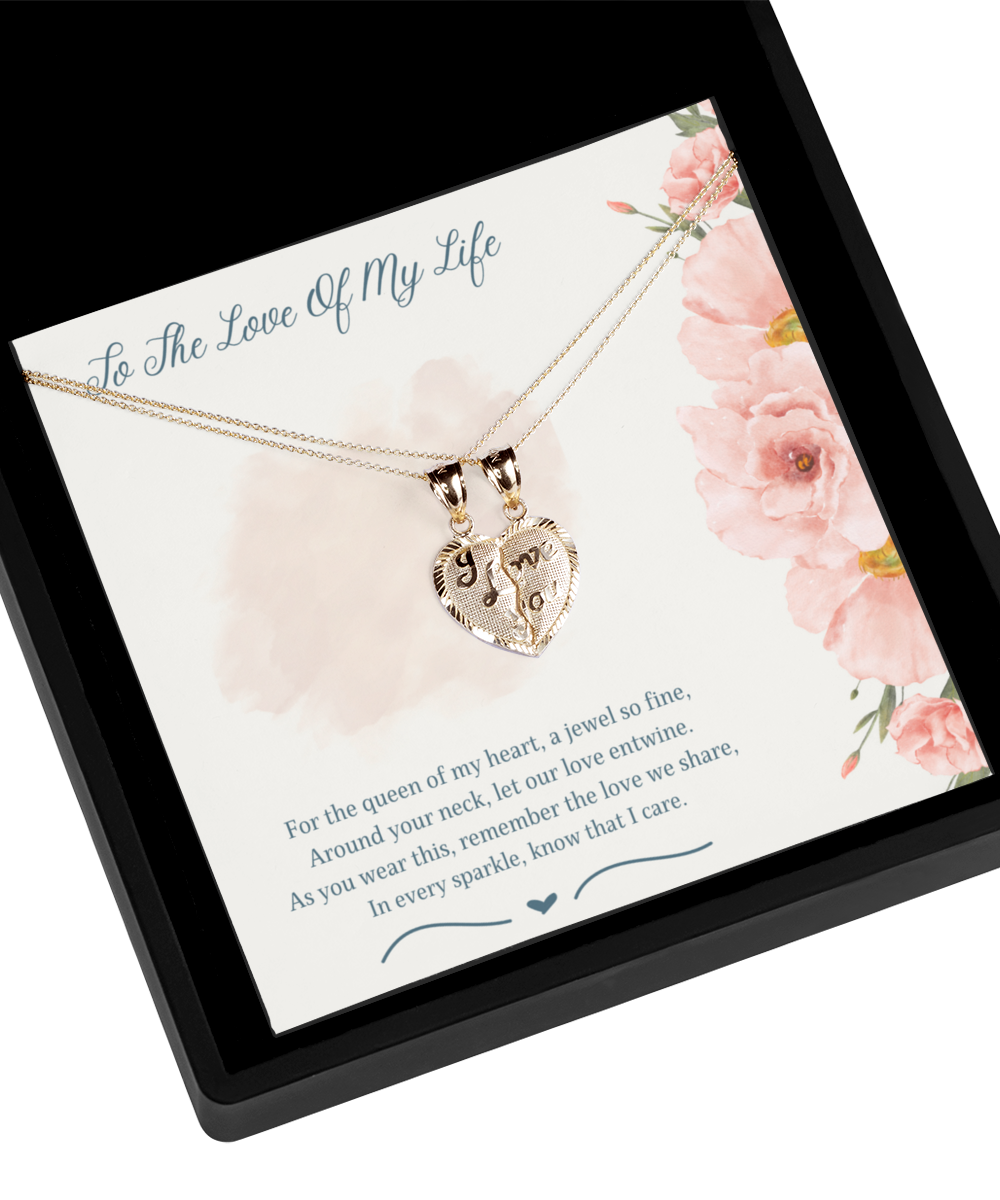 To The Love Of My Life - Unlocking Hearts - 10K Solid Gold 2-in-1 Pendant Set For That Special Woman In Your Life - Holidays (Are Coming!), Birthdays, Anniversaries, Special Occasion