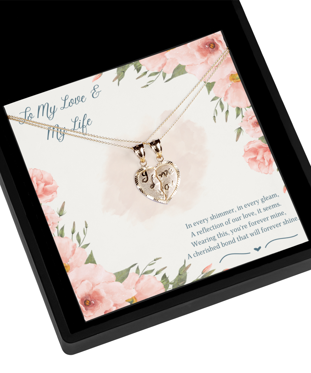 To My Love & My Life - Unlocking Hearts - 10K Solid Gold 2-in-1 Pendant Set For That Special Woman In Your Life - Holidays (Are Coming!), Birthdays, Anniversaries, Special Occasion