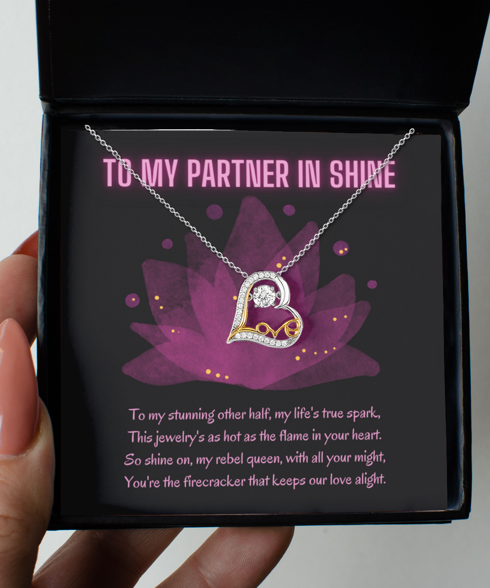 My Partner In Shine Love Dancing Heart Necklace - For Birthdays, Holidays, Special Occasion, Just-Because Love Gift For Your Partner, Wife, Spouse