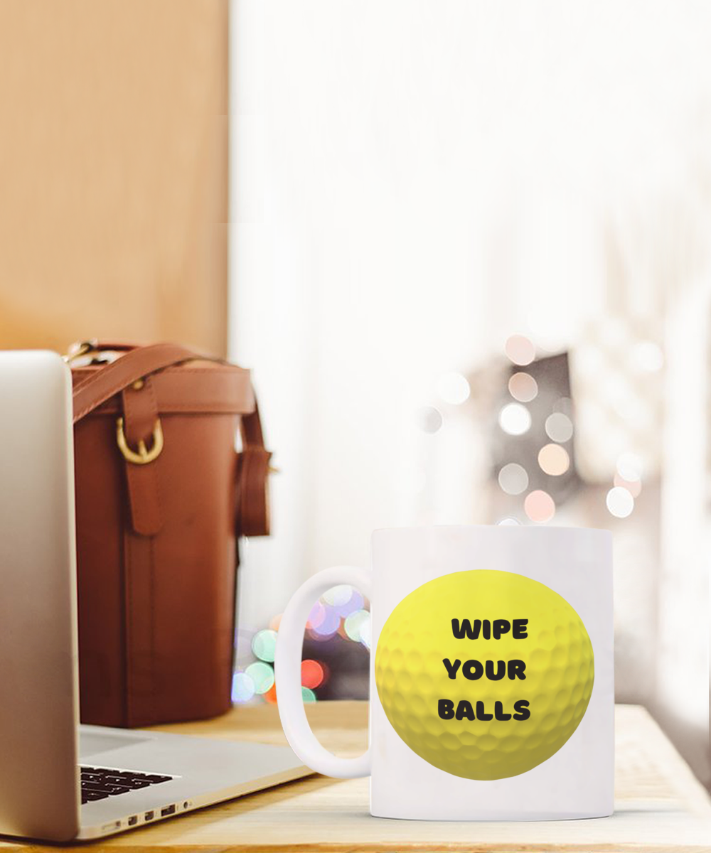 Wipe your balls - 15 oz - Funny golf mug