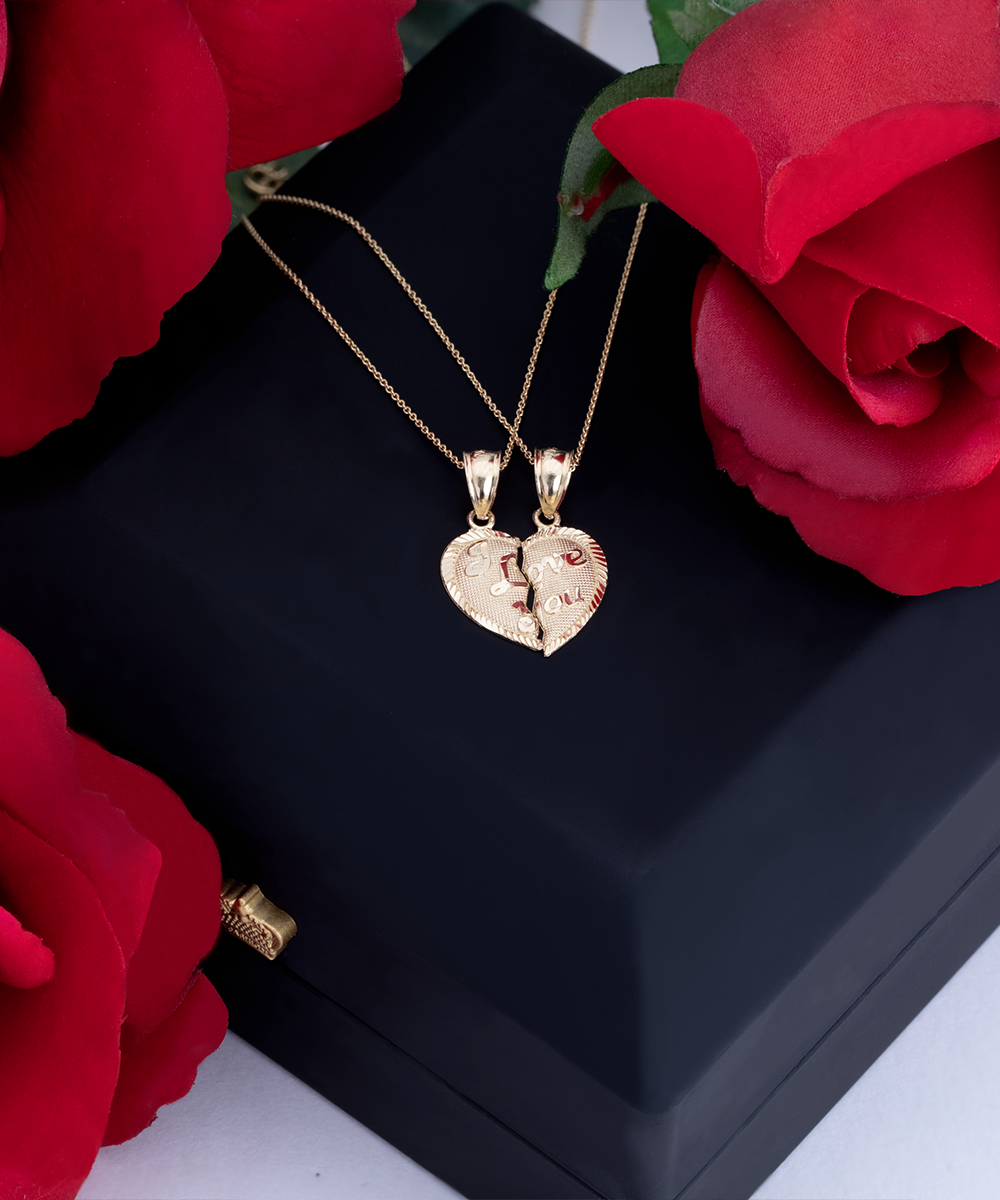 To My Soulmate - Unlocking Hearts - 10K Solid Gold 2-in-1 Pendant Set For That Special Woman In Your Life - Holidays (Are Coming!), Birthdays, Anniversaries, Special Occasion